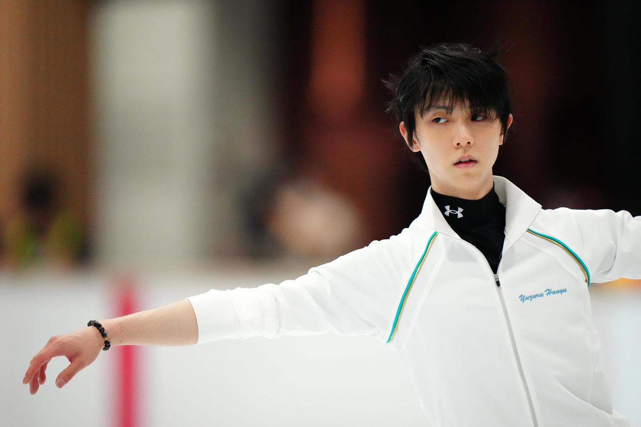公開練習に臨む羽生結弦さん（撮影・江口和貴）