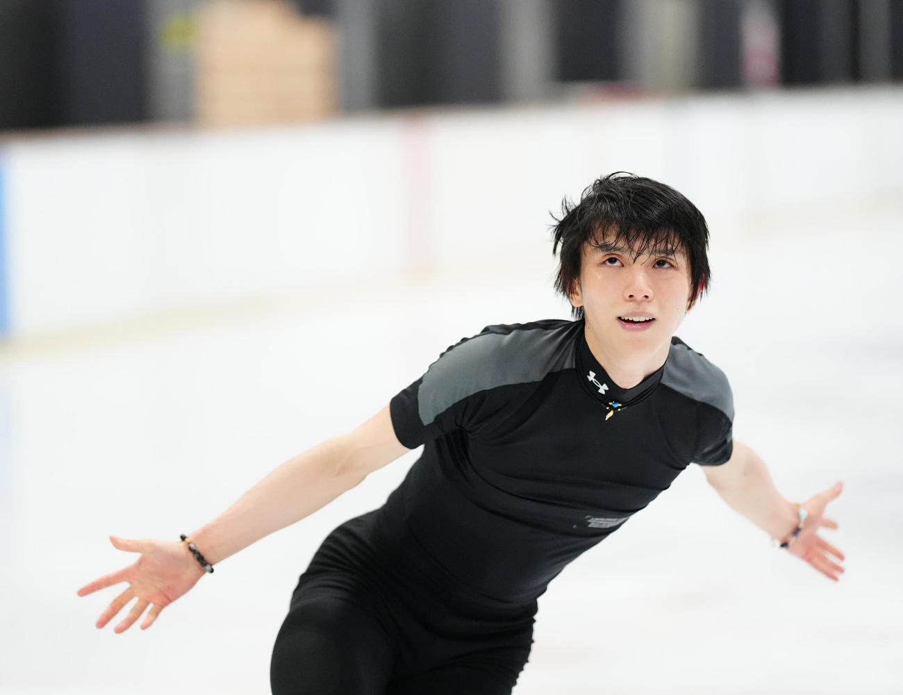公開練習に臨む羽生結弦さん（撮影・江口和貴）