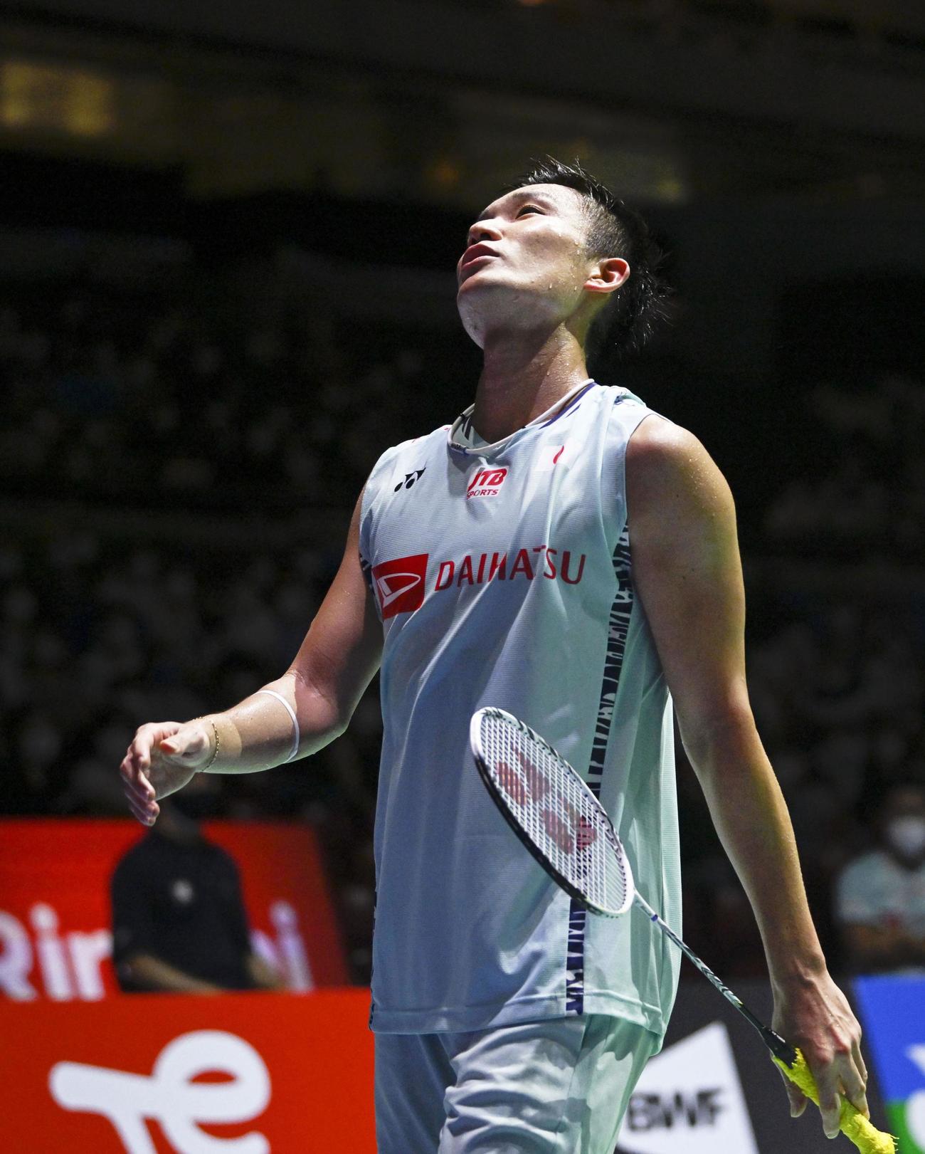 男子シングルス2回戦で敗れた桃田賢斗（共同）