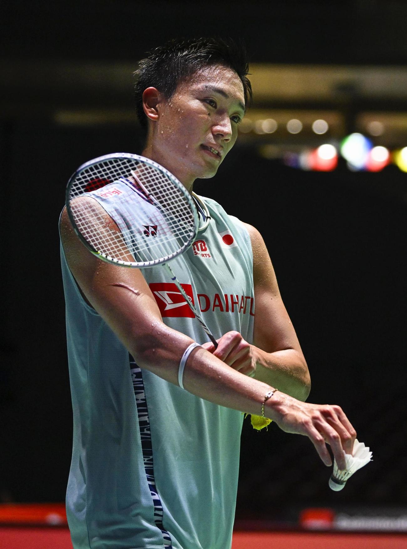 男子シングルス2回戦で敗れた桃田賢斗（共同）