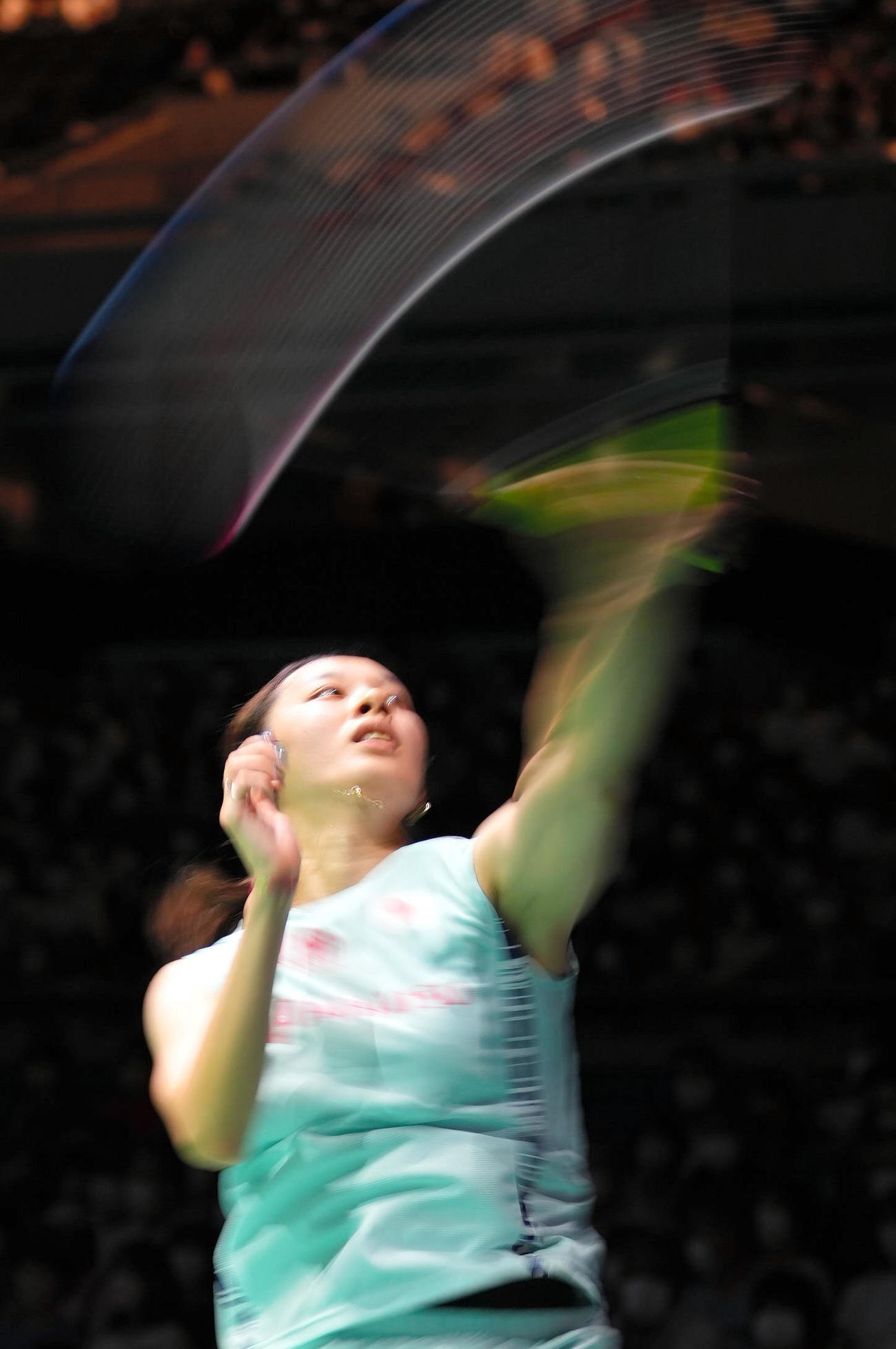 女子シングルス3回戦　スマッシュを放つ高橋沙也加（代表撮影）