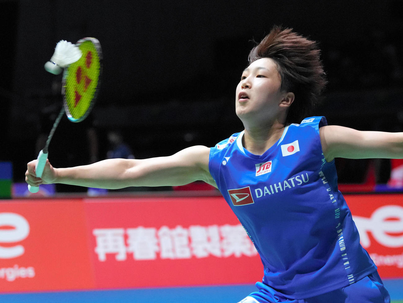 女子シングルス3回戦でプレーする山口茜（代表撮影）