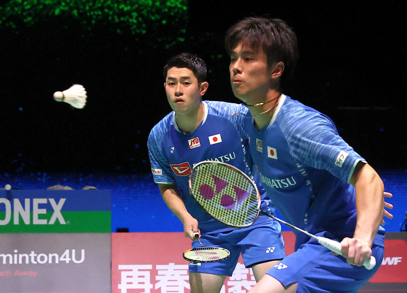 男子ダブルス準々決勝で敗れた保木（左）、小林組（代表撮影）