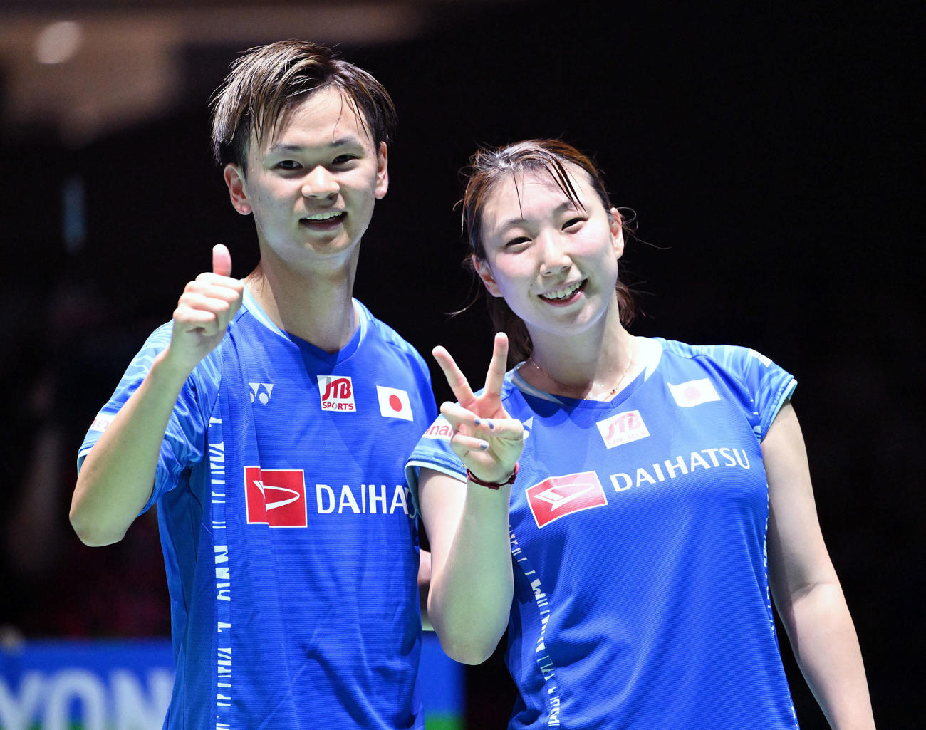 混合ダブルス、渡辺（左）と東野組（2022年8月26日撮影）