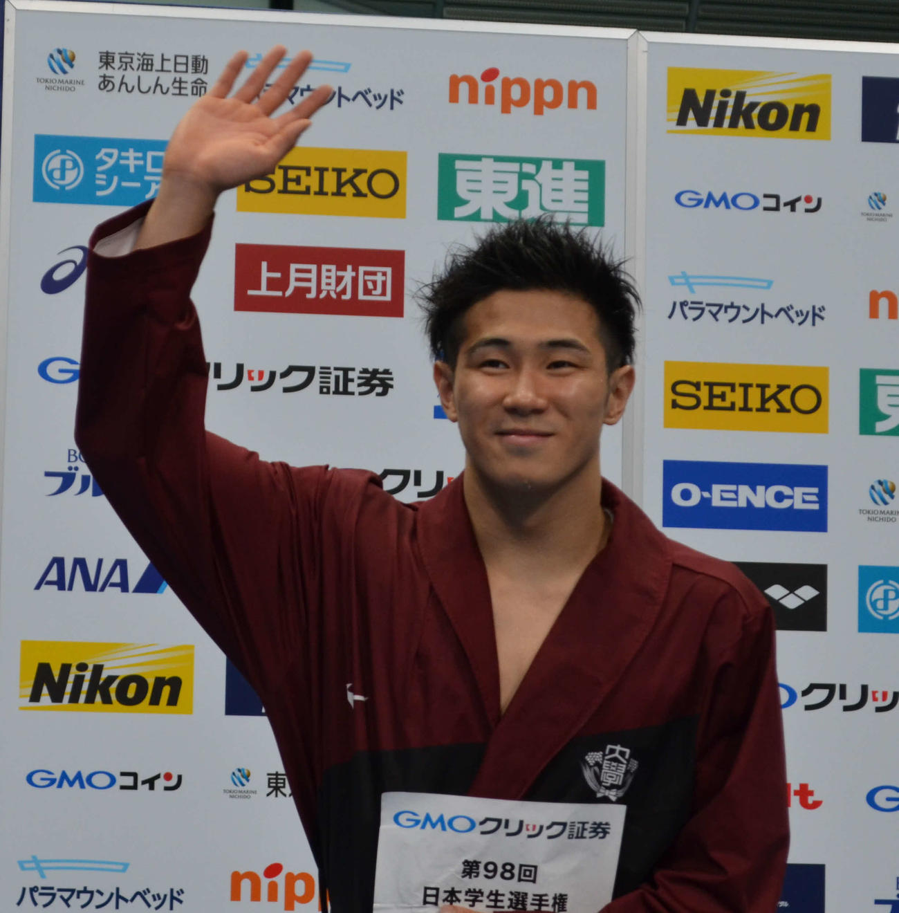 男子200メートル自由形で2年ぶり2度目の優勝を飾った田中大寛（撮影・吉池彰）