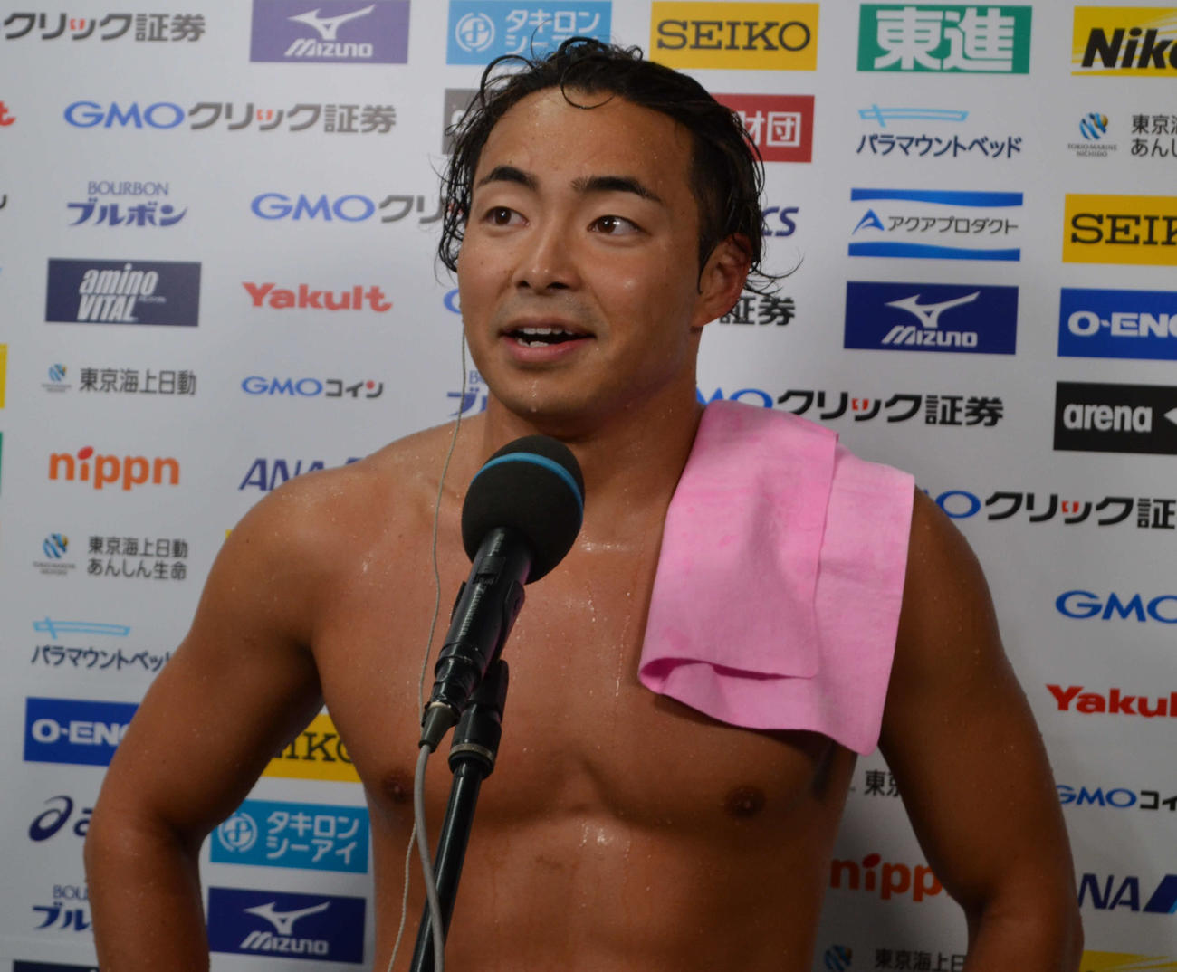 男子100メートルバタフライで3年ぶりに優勝した石川慎之助（撮影・吉池彰）