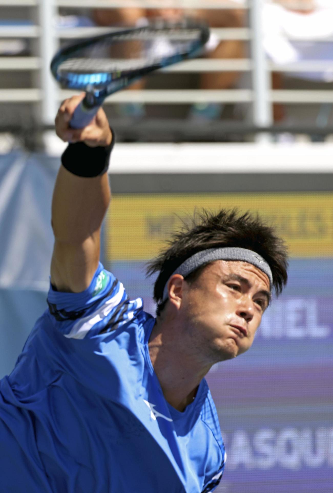 男子シングルス1回戦でリシャール・ガスケと対戦するダニエル太郎（共同）