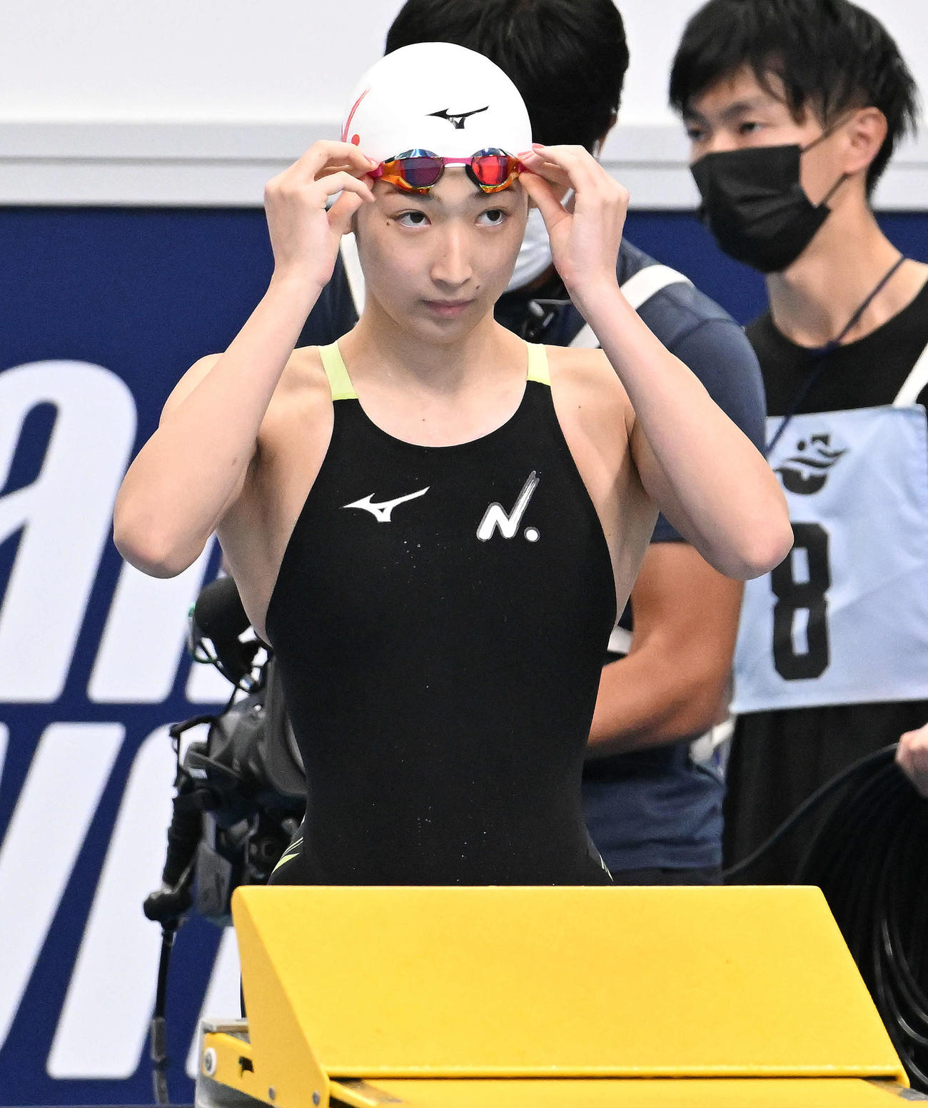 女子100メートル自由形予選に臨む池江（撮影・滝沢徹郎）