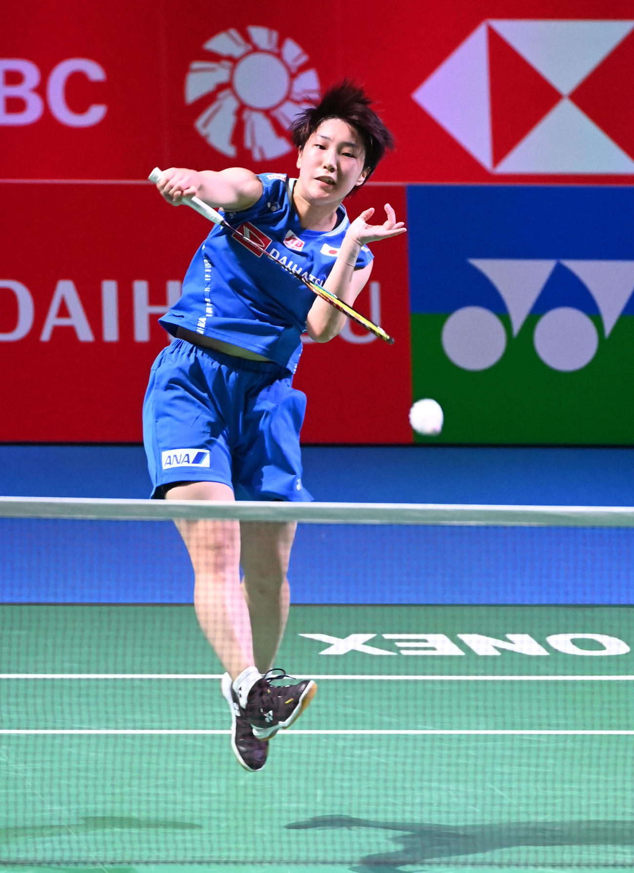 女子シングルス、何冰嬌を破った山口（撮影・前岡正明）
