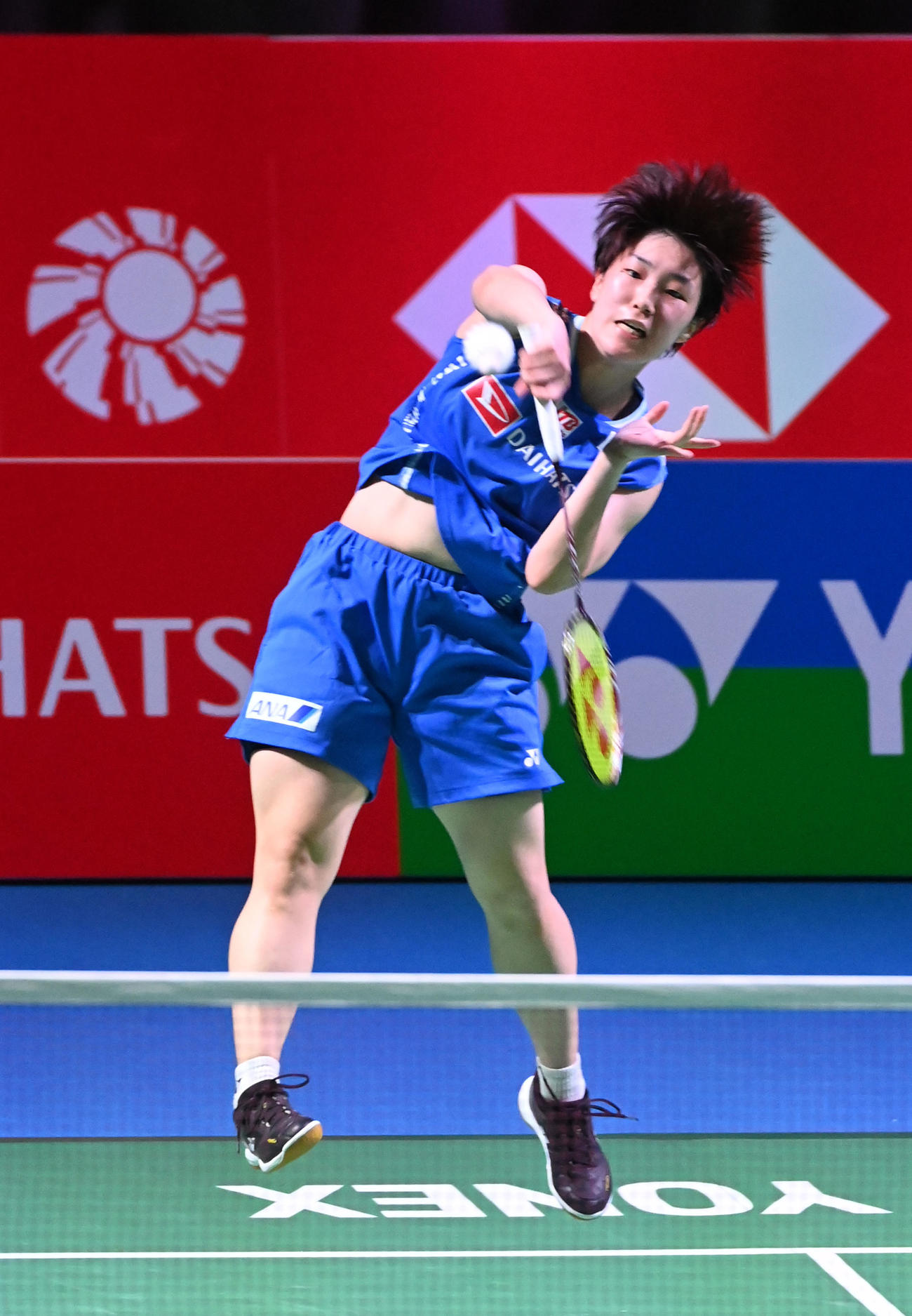 女子シングルス、何冰嬌を破った山口（撮影・前岡正明）