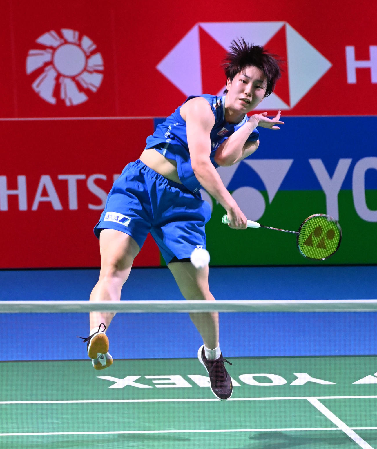 女子シングルス、何冰嬌を破った山口（撮影・前岡正明）