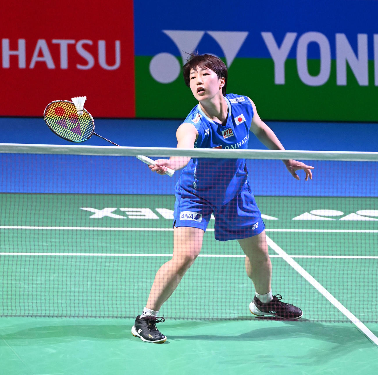女子シングルス、何冰嬌を破った山口（撮影・前岡正明）
