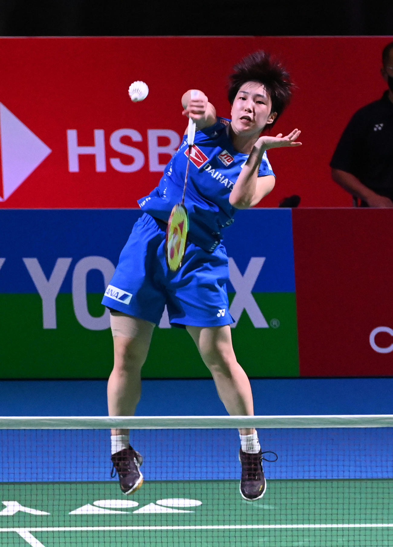 女子シングルス、ポルンパウィ・チョチュウォンを破りベスト4進出を決めた山口（撮影・前岡正明）