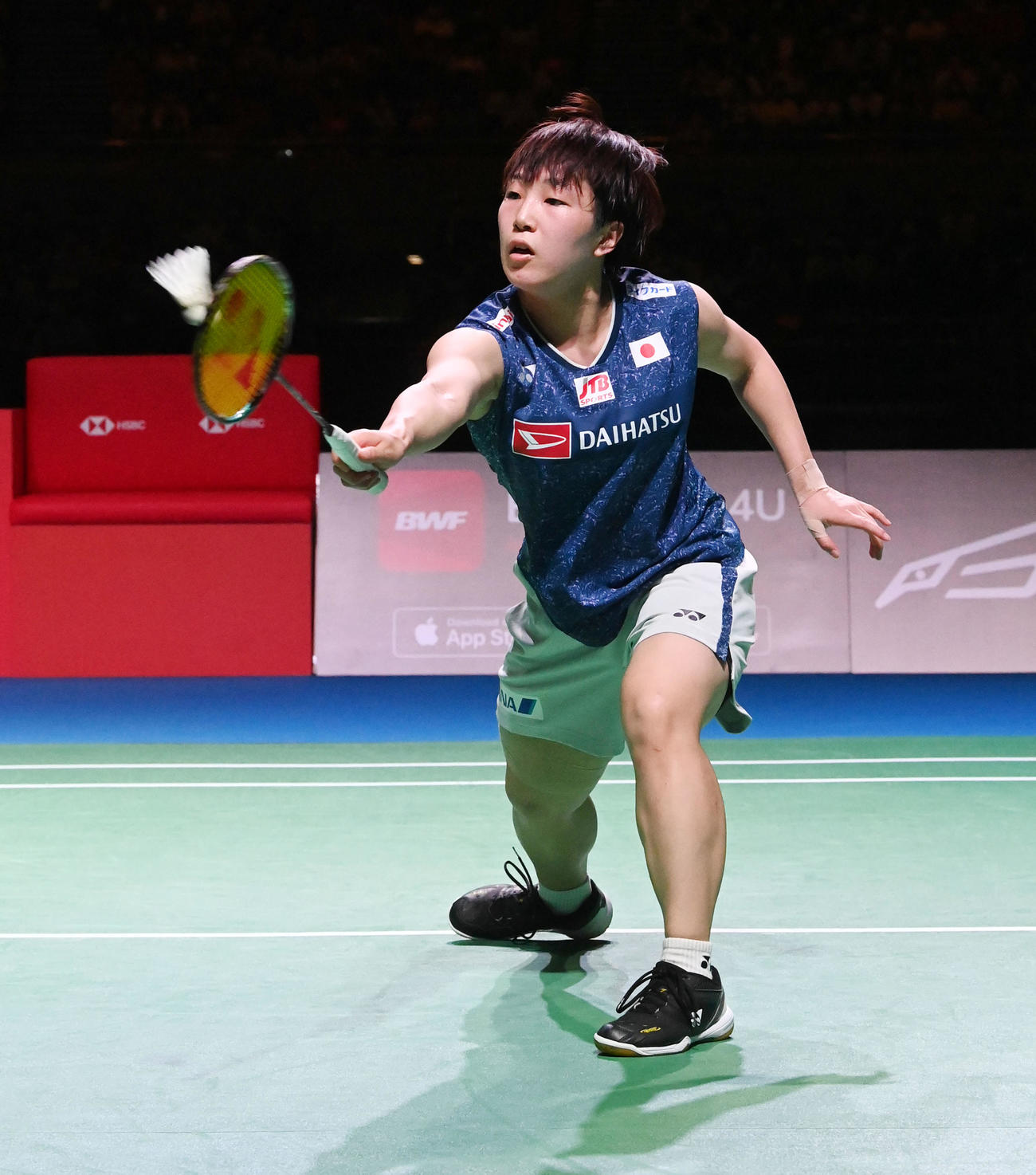 女子シングルス決勝、アン・セヨンを破り優勝した山口（撮影・前岡正明）