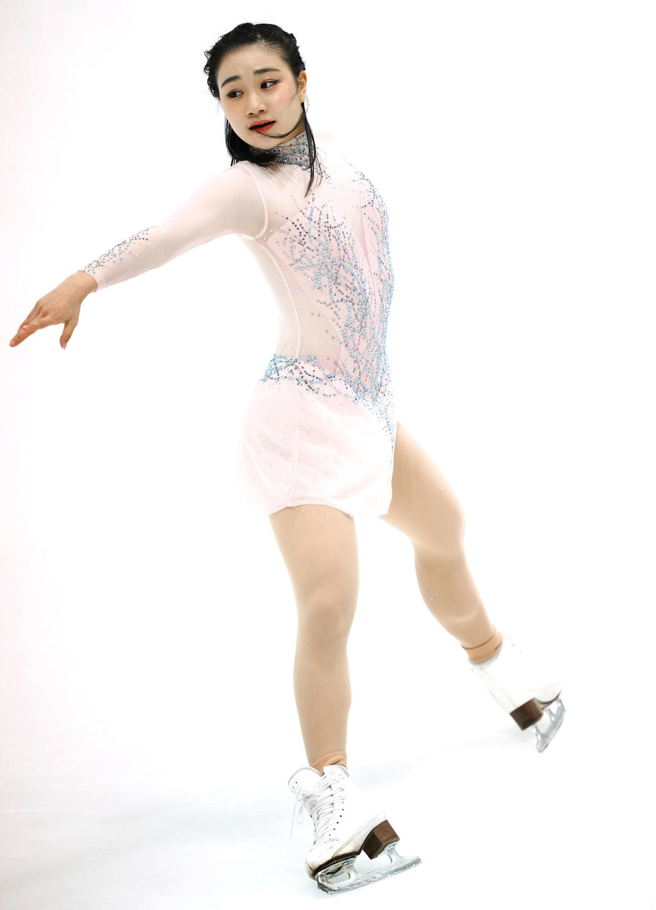 女子フリーの演技をする河辺（撮影・垰建太）