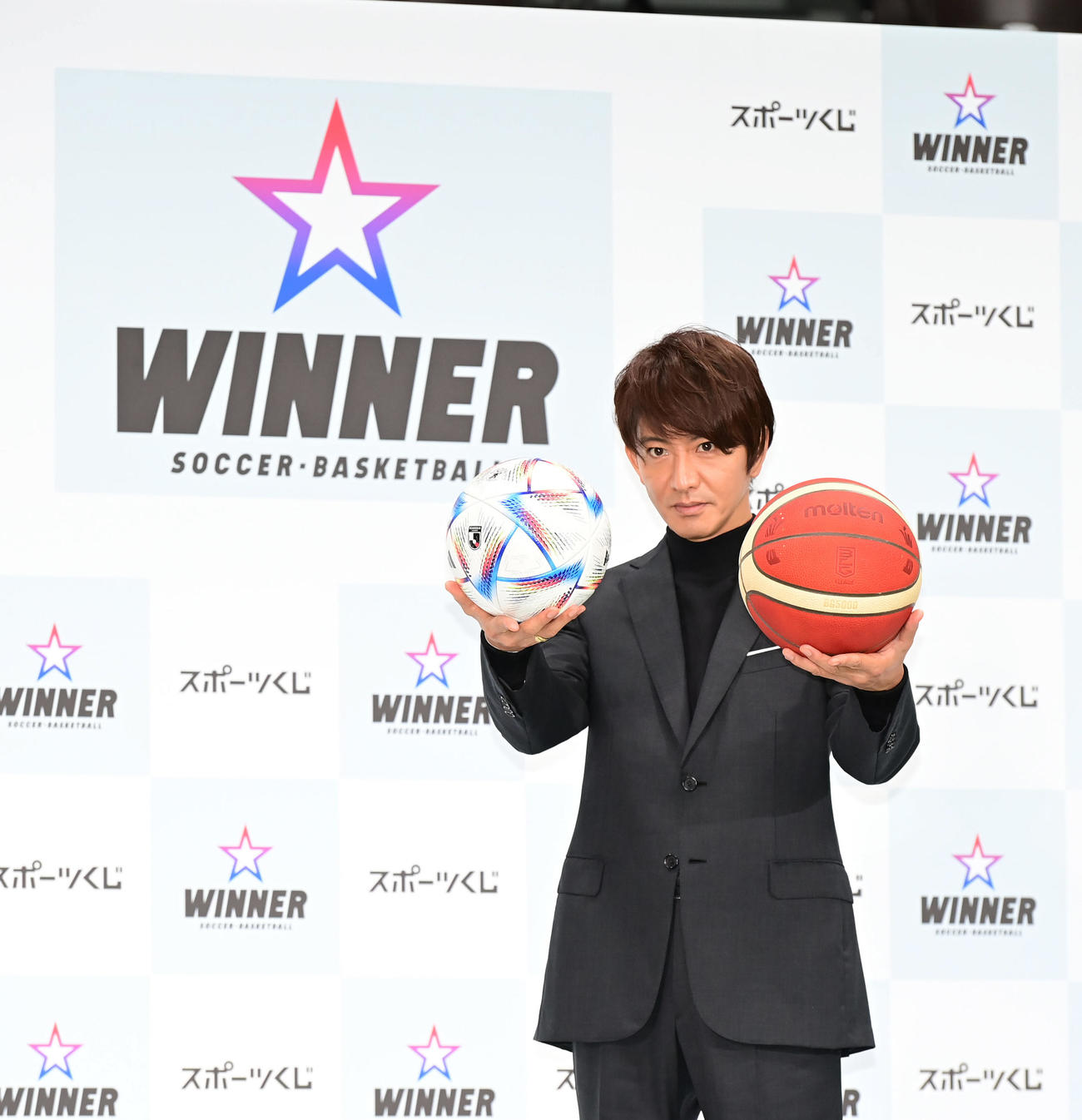 日本初1試合予想くじ「WINNER」発表会に臨む木村拓哉（撮影・小沢裕）