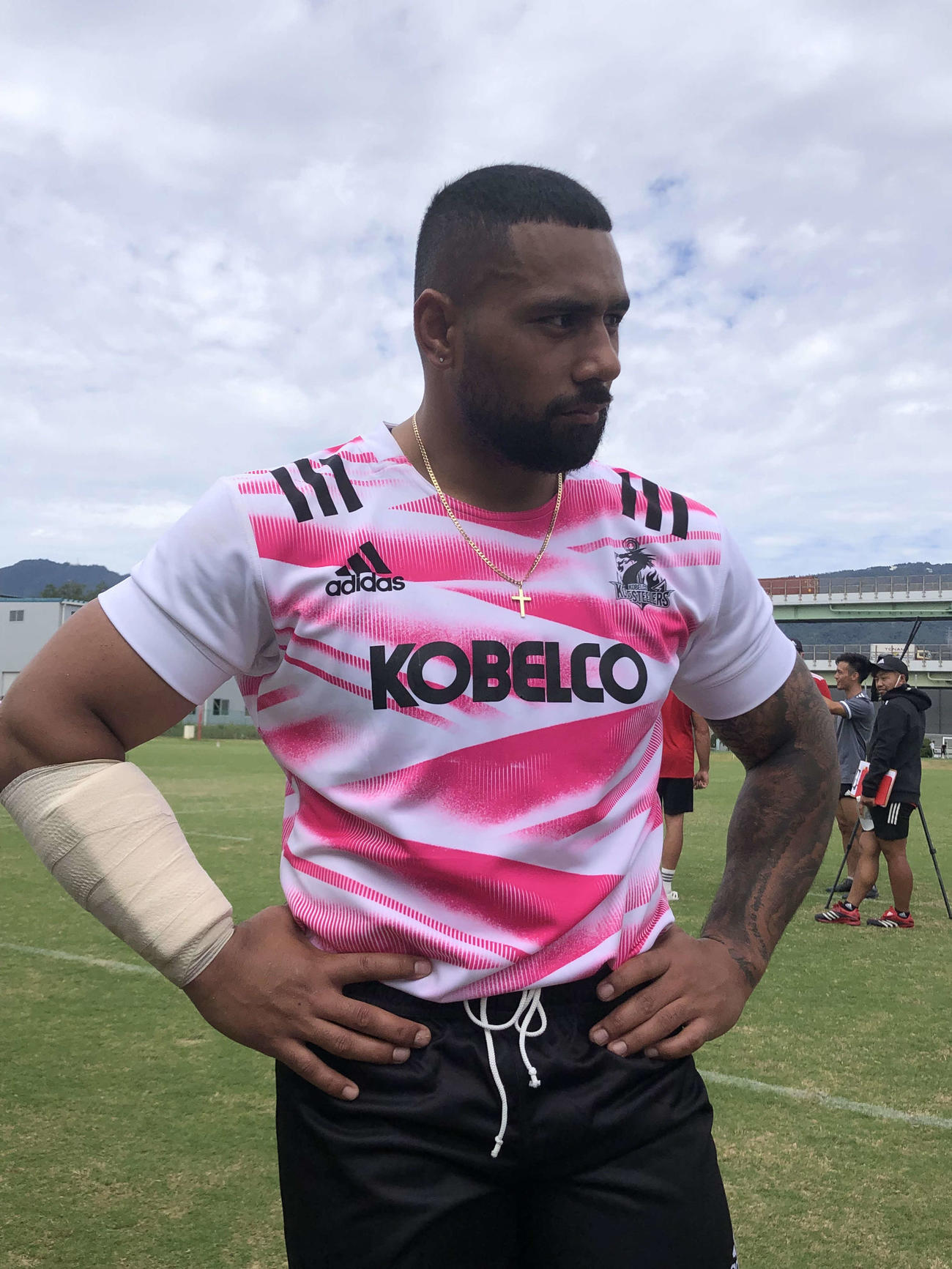神戸に新加入した元ニュージーランド代表のCTBナニ・ラウマペ（撮影・益子浩一）