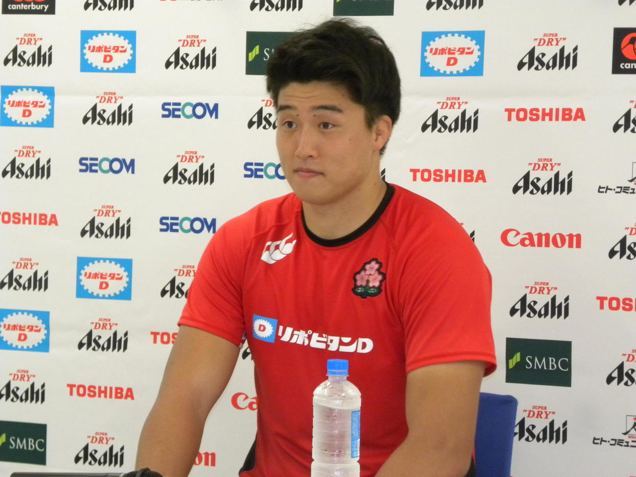 オーストラリアA戦に向けて思いを語るJAPAN XVのフランカー下川（撮影・松本航）
