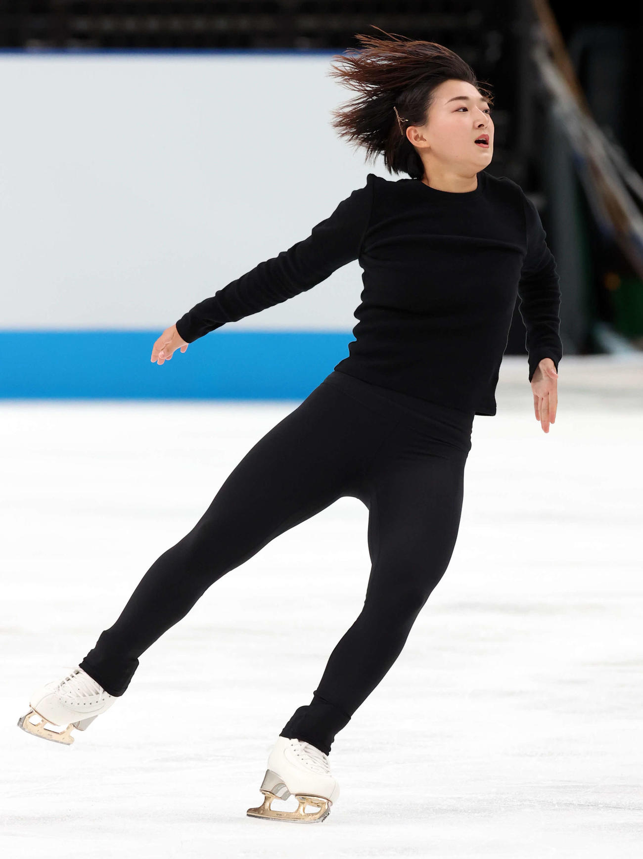 フィギュアジャパンオープン2022　表情豊かに練習する坂本（撮影・浅見桂子）