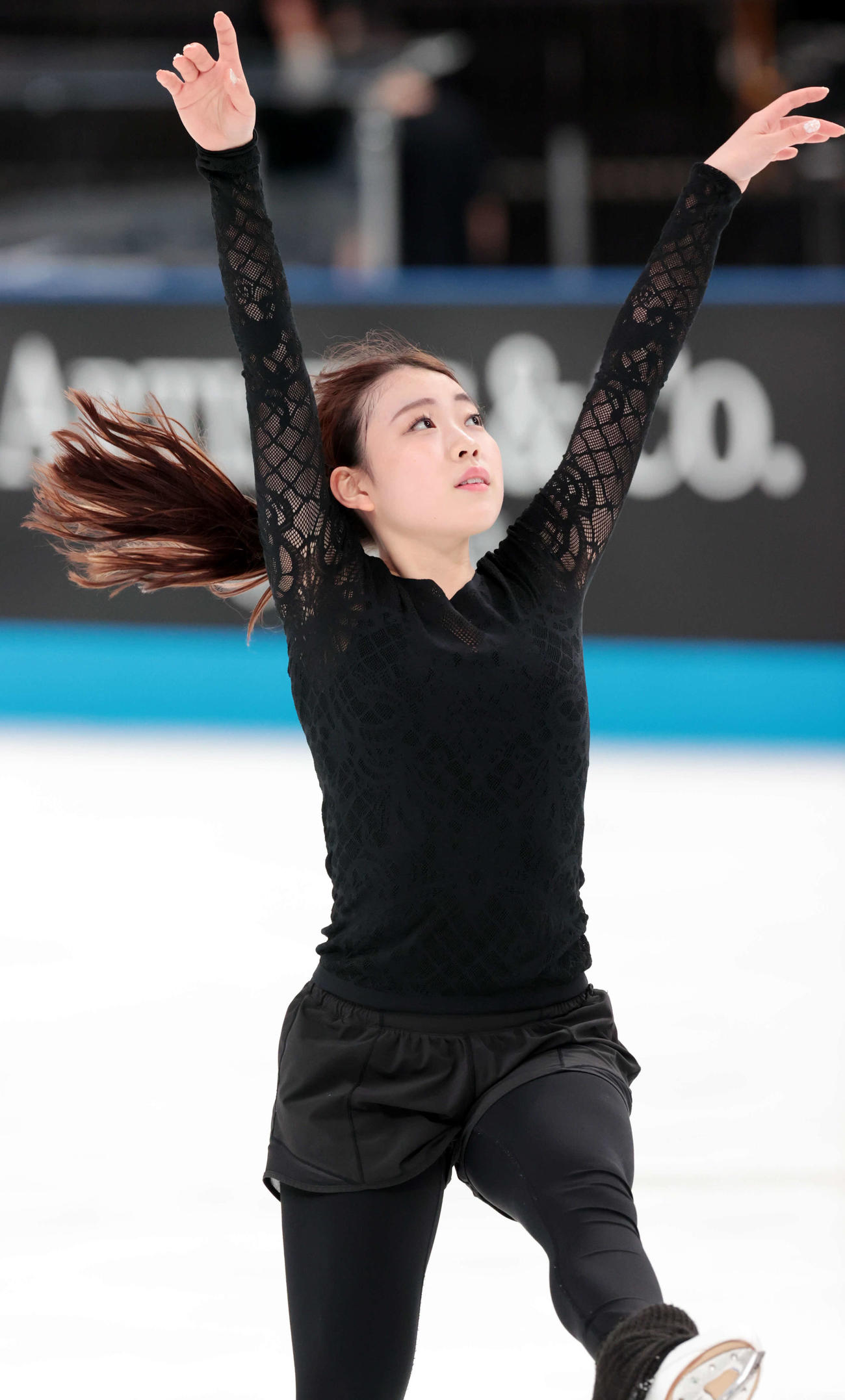 フィギュアジャパンオープン2022　表情豊かに練習する紀平（撮影・浅見桂子）