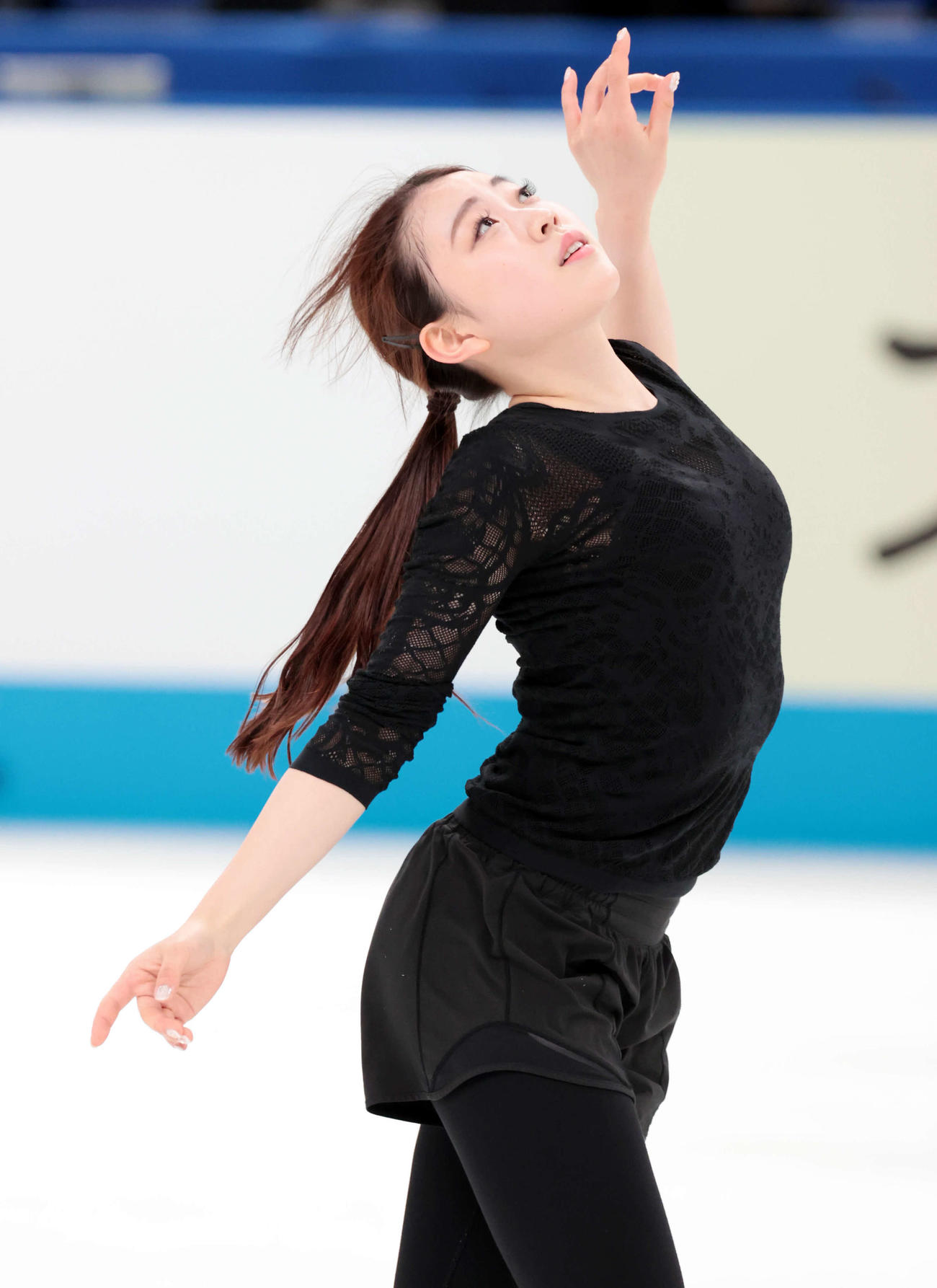 フィギュアジャパンオープン2022　表情豊かに練習する紀平（撮影・浅見桂子）
