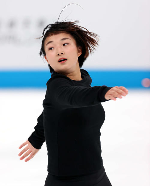 フィギュアジャパンオープン2022　表情豊かに練習する坂本（撮影・浅見桂子）