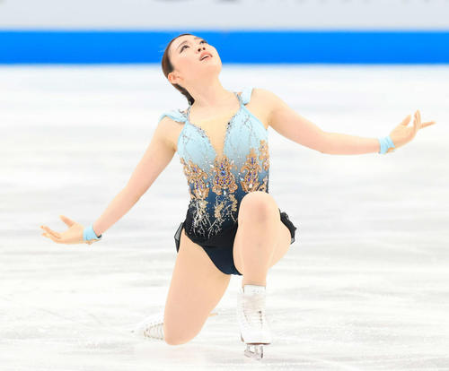 表情豊かに演技する紀平（撮影・浅見桂子）