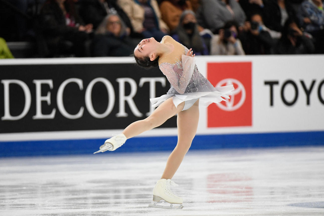 GPシリーズ第1戦スケートアメリカ　女子ショートプログラム（SP）　演技する松生理乃（USA TODAY＝ロイター）