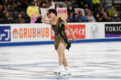GPシリーズ第1戦スケートアメリカ　女子ショートプログラム（SP）　演技する坂本花織（USA TODAY＝ロイター）