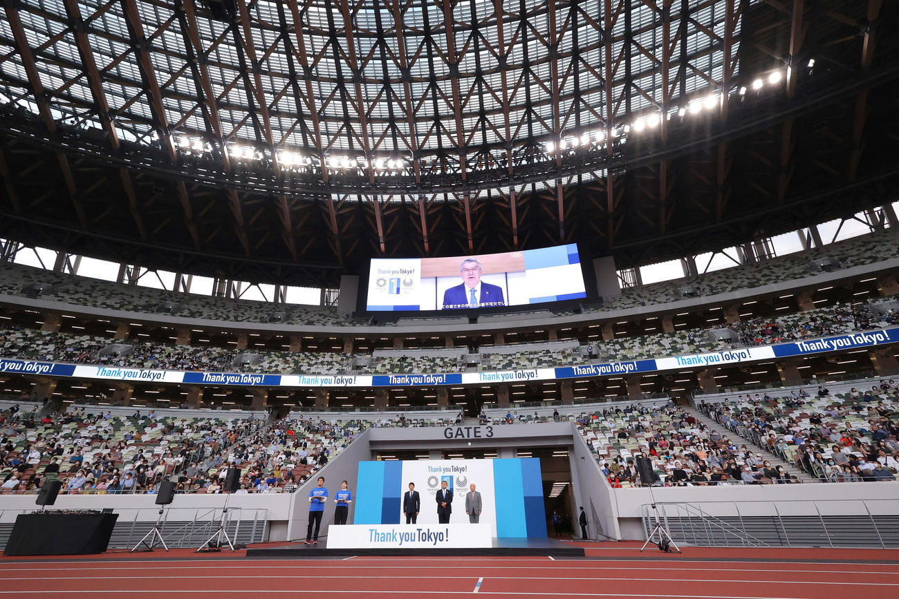 IOCバッハ会長のビデオメッセージ（撮影・河田真司）