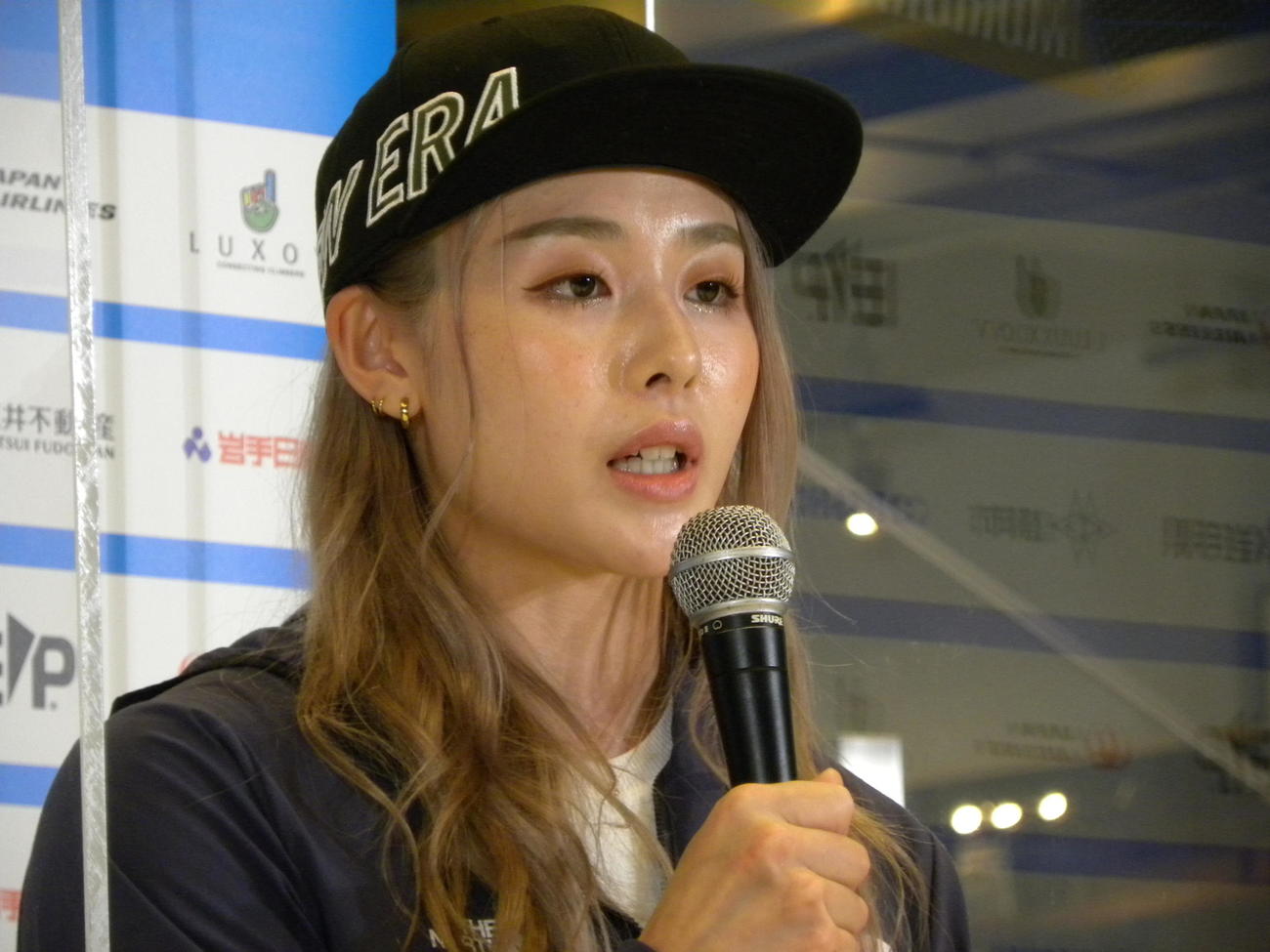 スポーツクライミングのW杯盛岡大会に向けて思いを語る伊藤ふたば（撮影・松本航）