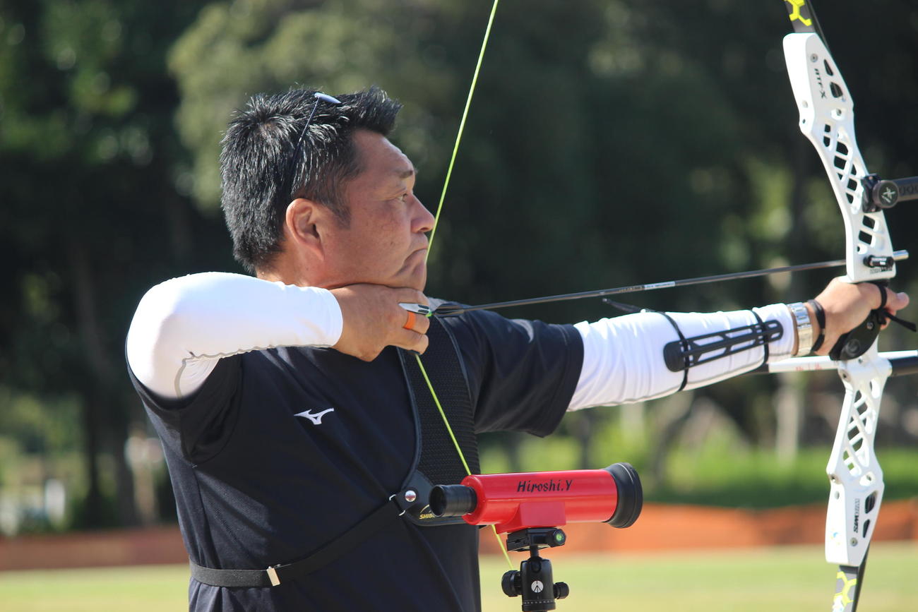 全日本選手権前日の公式練習に臨む山本博（撮影・首藤正徳）