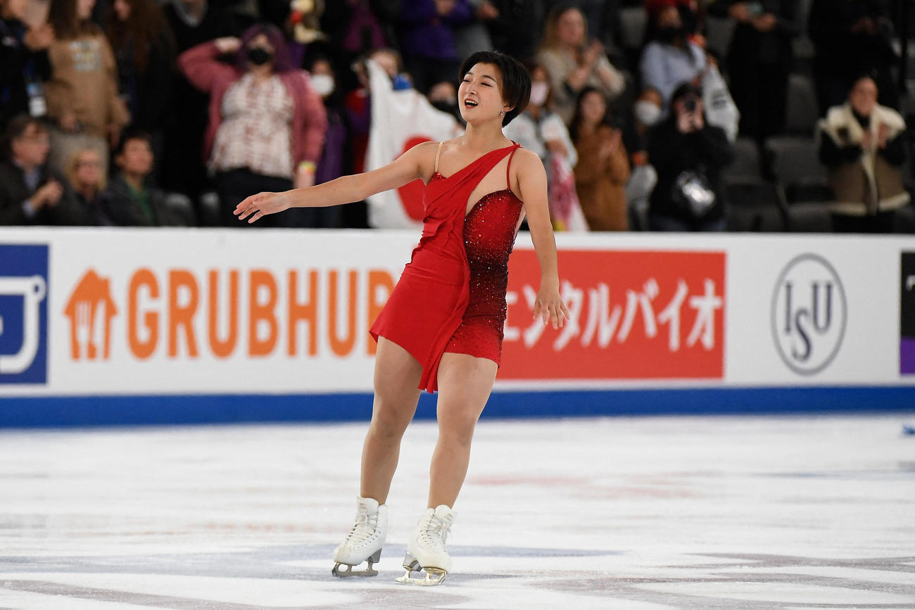 GPシリーズ第1戦スケートアメリカ　女子フリーで演技する坂本花織（USA TODAY＝ロイター）