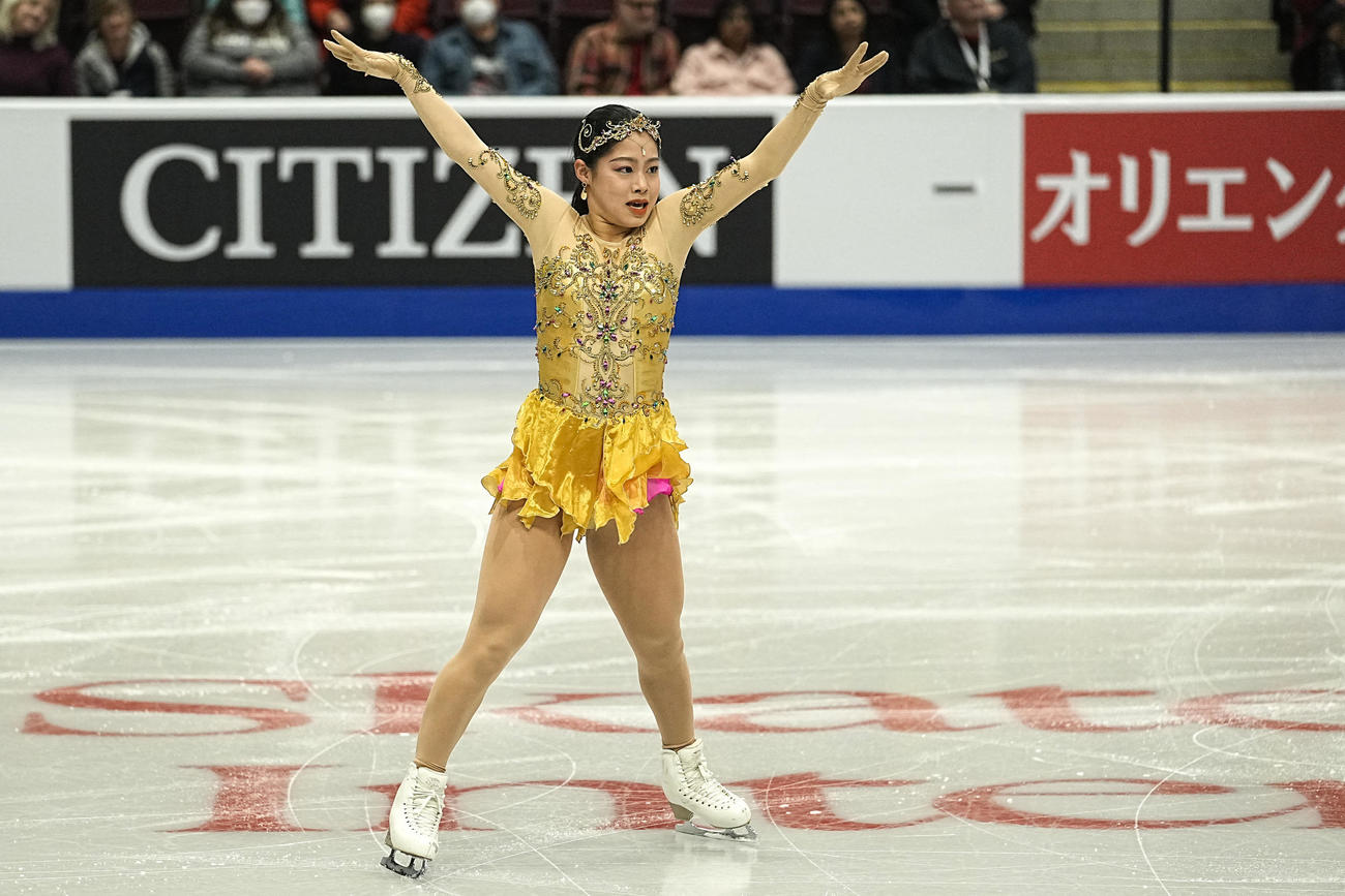 グランプリ（GP）シリーズ2戦スケートカナダ　女子SP　演技する横井ゆは菜（USA TODAY＝ロイター）