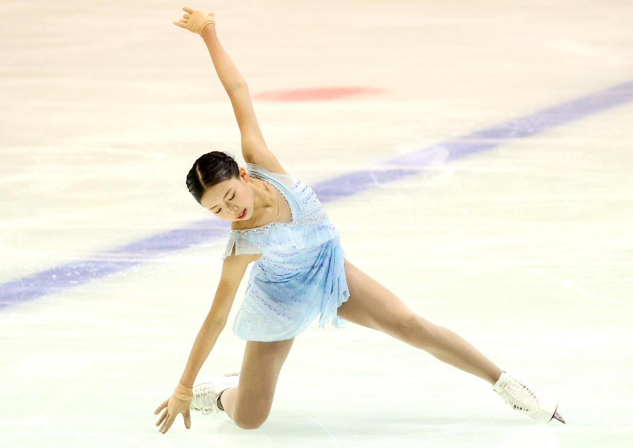 ジュニア女子SPで演技を見せる柴山（撮影・上山淳一）