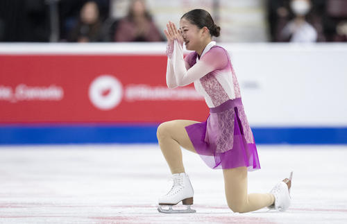 グランプリ（GP）シリーズ第2戦スケートカナダ　女子フリー　演技を終えた渡辺倫果（AP）