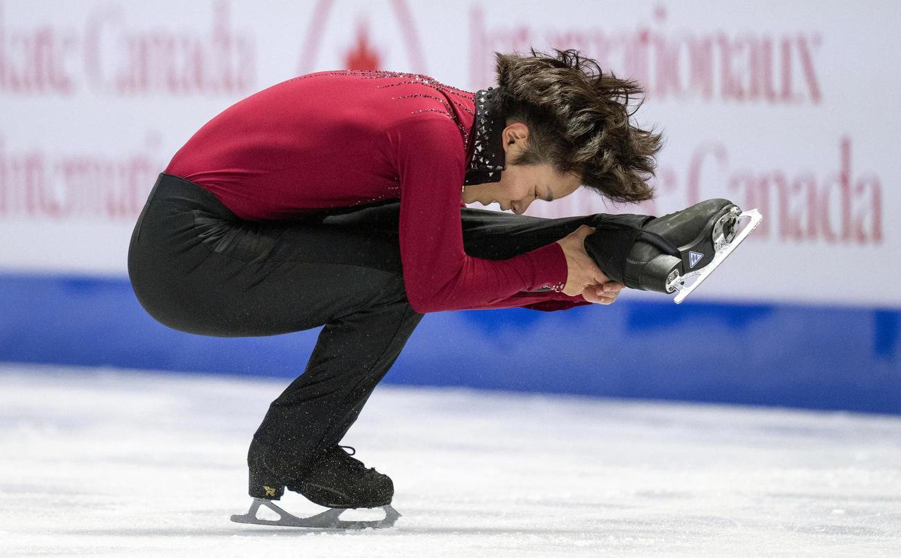 男子SPで演技する宇野昌磨＝ミシソーガ（カナダ通信・AP＝共同）