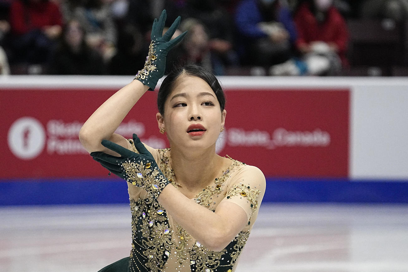 グランプリ（GP）シリーズ第2戦スケートカナダ　女子フリー　演技する横井ゆは菜（USA TODAY＝ロイター）