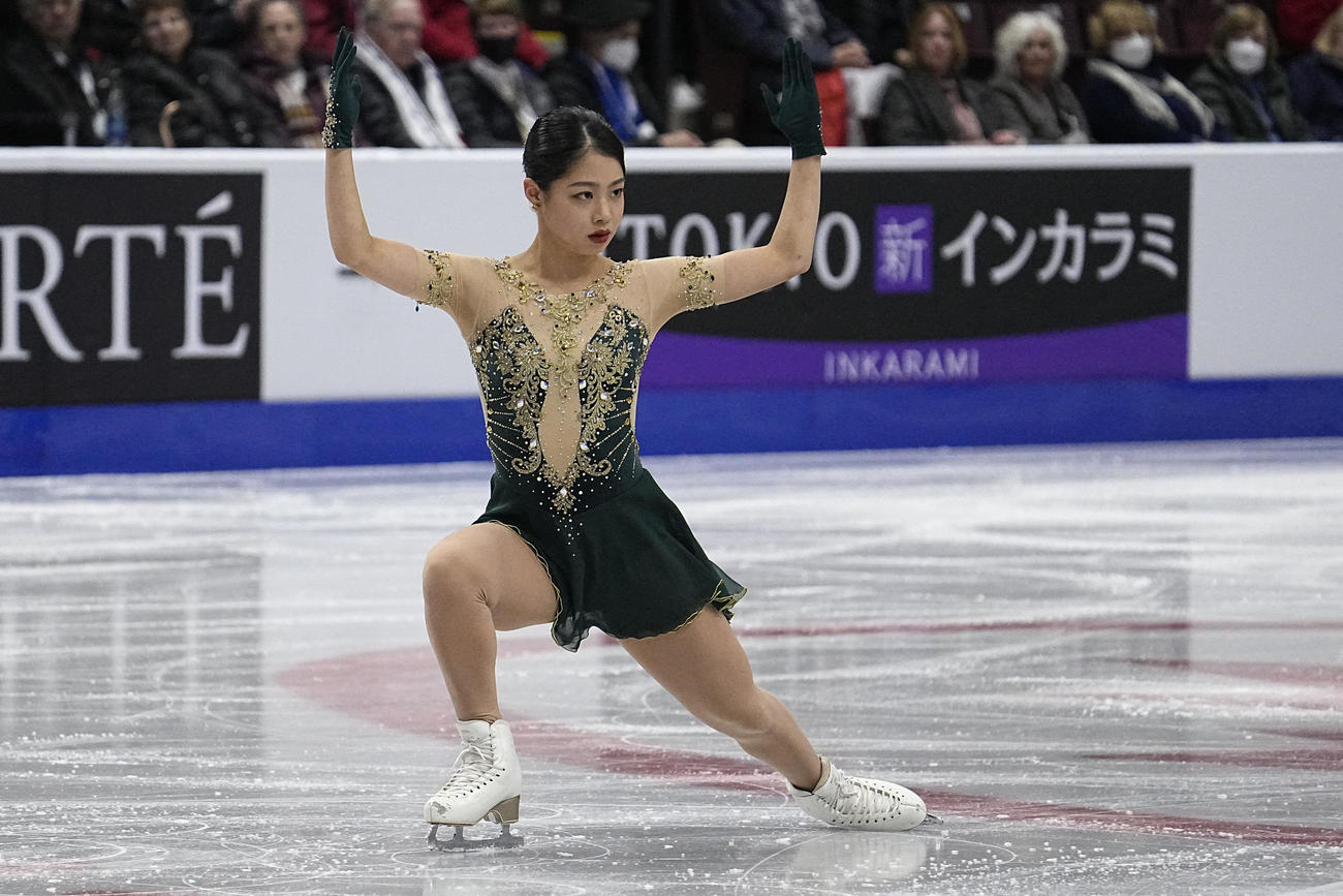 グランプリ（GP）シリーズ第2戦スケートカナダ　女子フリー　演技する横井ゆは菜（USA TODAY＝ロイター）