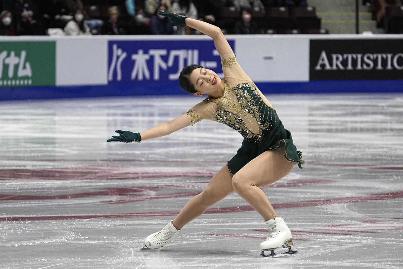 グランプリ（GP）シリーズ第2戦スケートカナダ　女子フリー　演技する横井ゆは菜（USA TODAY＝ロイター）