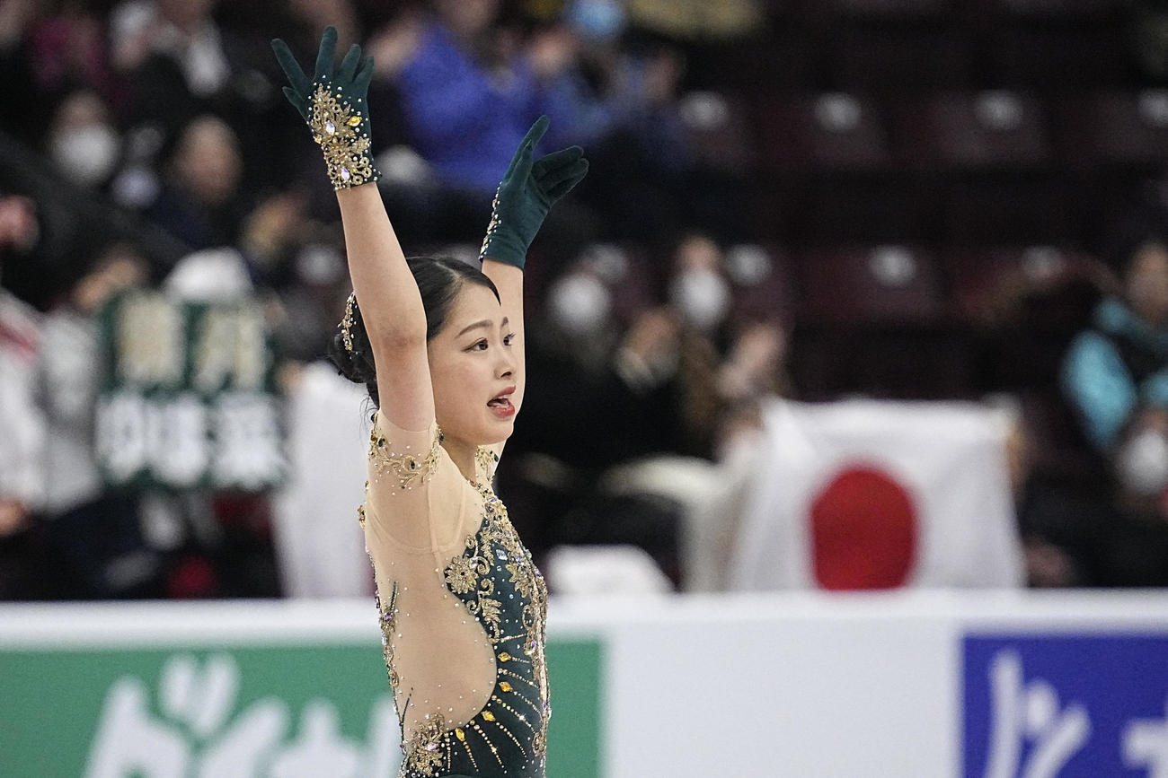 グランプリ（GP）シリーズ第2戦スケートカナダ　女子フリー　演技する横井ゆは菜（USA TODAY＝ロイター）