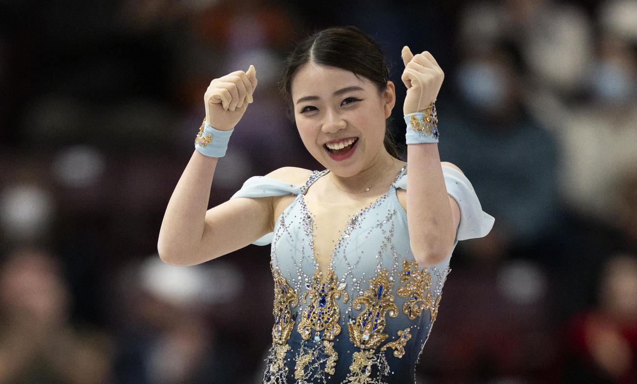 グランプリ（GP）シリーズ第2戦スケートカナダ　女子フリー　演技を終えた紀平梨花（AP）