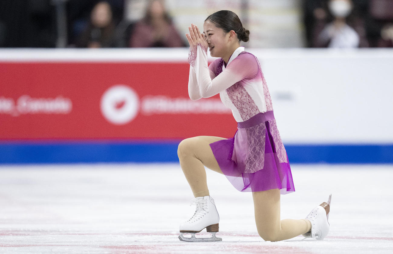 グランプリ（GP）シリーズ第2戦スケートカナダ　女子フリー　演技を終えた渡辺倫果（AP）