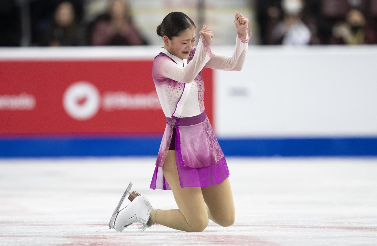 グランプリ（GP）シリーズ第2戦スケートカナダ　女子フリー　演技を終えた渡辺倫果（AP）