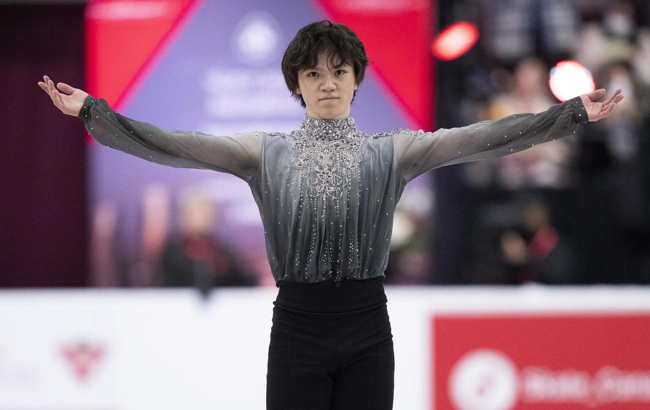 グランプリ（GP）シリーズ第2戦スケートカナダ　男子フリー　演技を終えた宇野昌磨（AP）