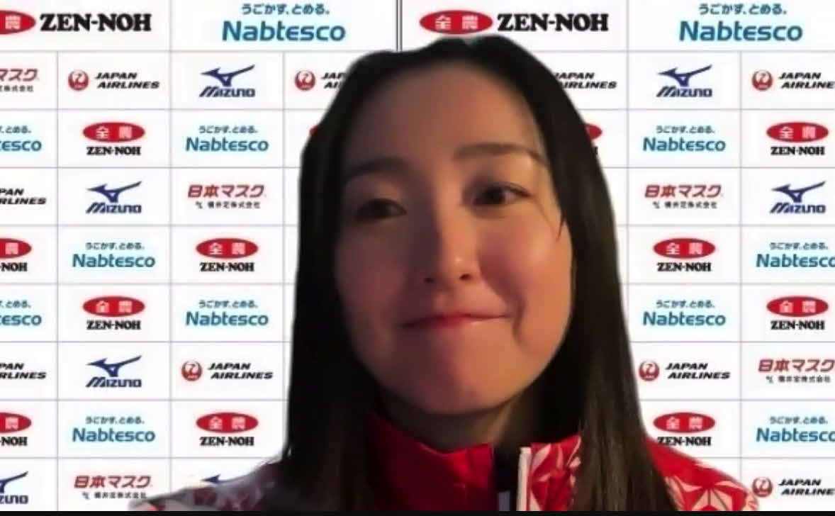 カルガリーからオンライン会見に臨んだカーリング女子日本代表ロコ・ソラーレのスキップ藤沢五月