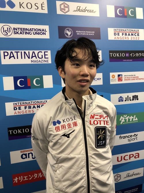 GP第3戦フランス杯男子SPを終えて演技を振り返る友野