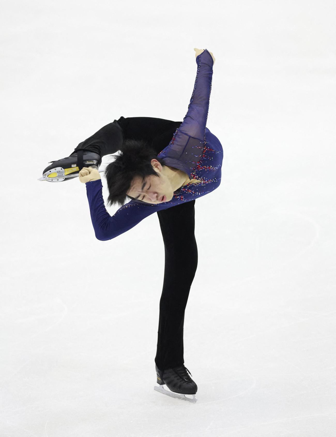 グランプリ（GP）シリーズ第4戦イギリス（英国）大会　男子フリー　演技する壷井達也（ロイター）