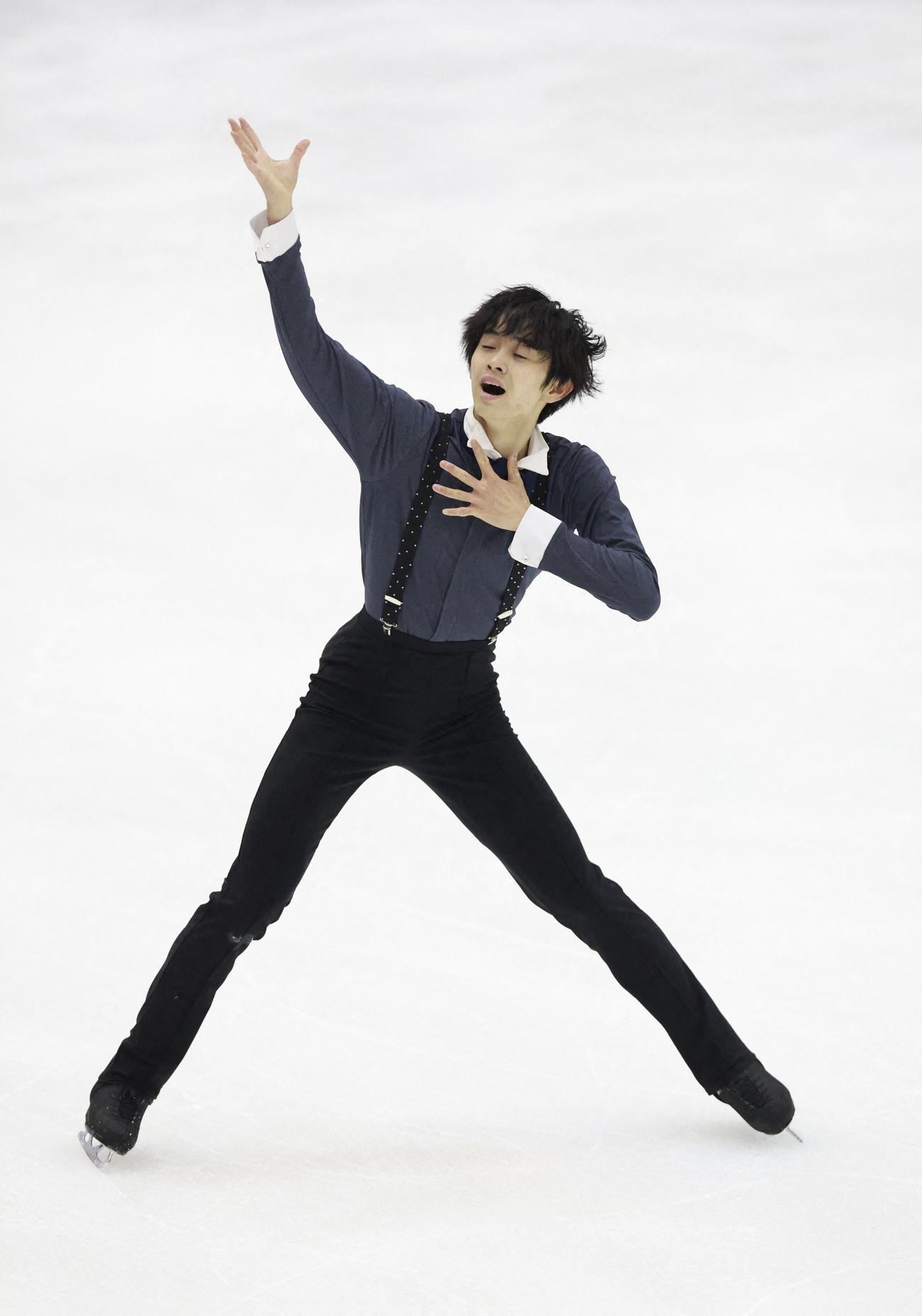 グランプリ（GP）シリーズ第4戦イギリス（英国）大会　男子フリー　演技する島田高志郎（ロイター）