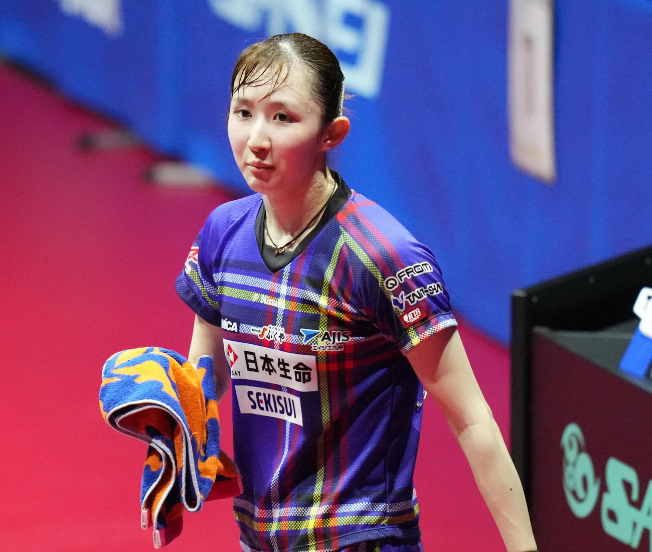 女子シングルス決勝で平野に敗れ、優勝を逃した早田（撮影・鈴木みどり）